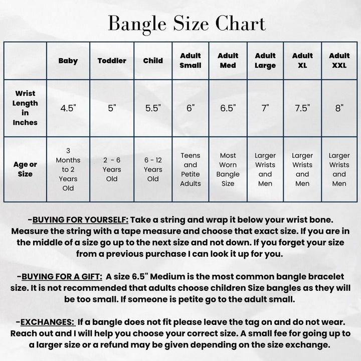 Bangle Cuff Bracelet Sizing Instructions