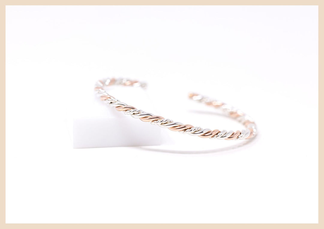 Rose Gold and Sterling Silver Mixed Metal Bangle Cuff Bracelet in Lexington, Kentucky