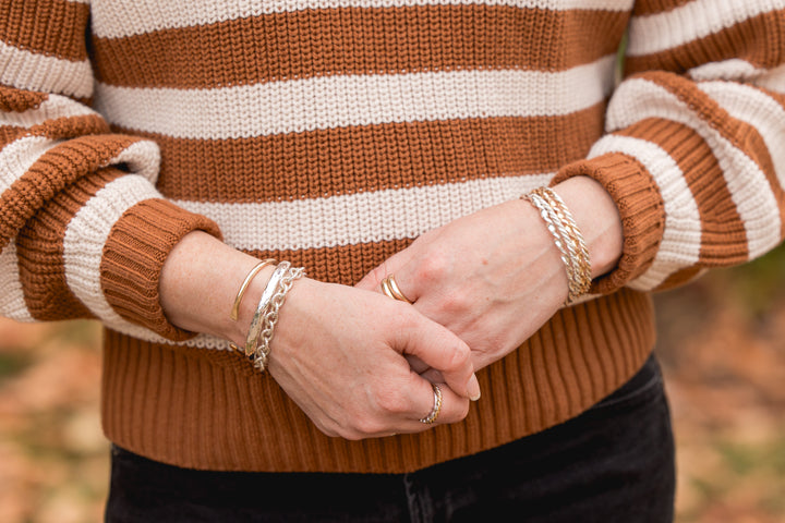 Braided Sparkly Silver Bangle Cuff Bracelet