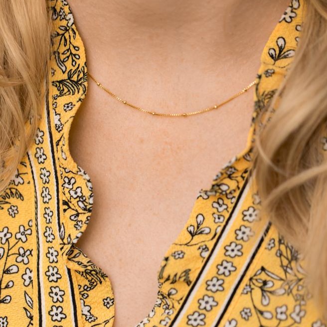 simple minimalistic gold bead chain by Anna Shae Jewelry in Lexington, Kentucky