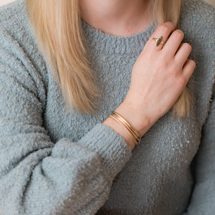 Gold bangle cuff stack by Anna Shae Jewelry in Lexington, Kentucky 