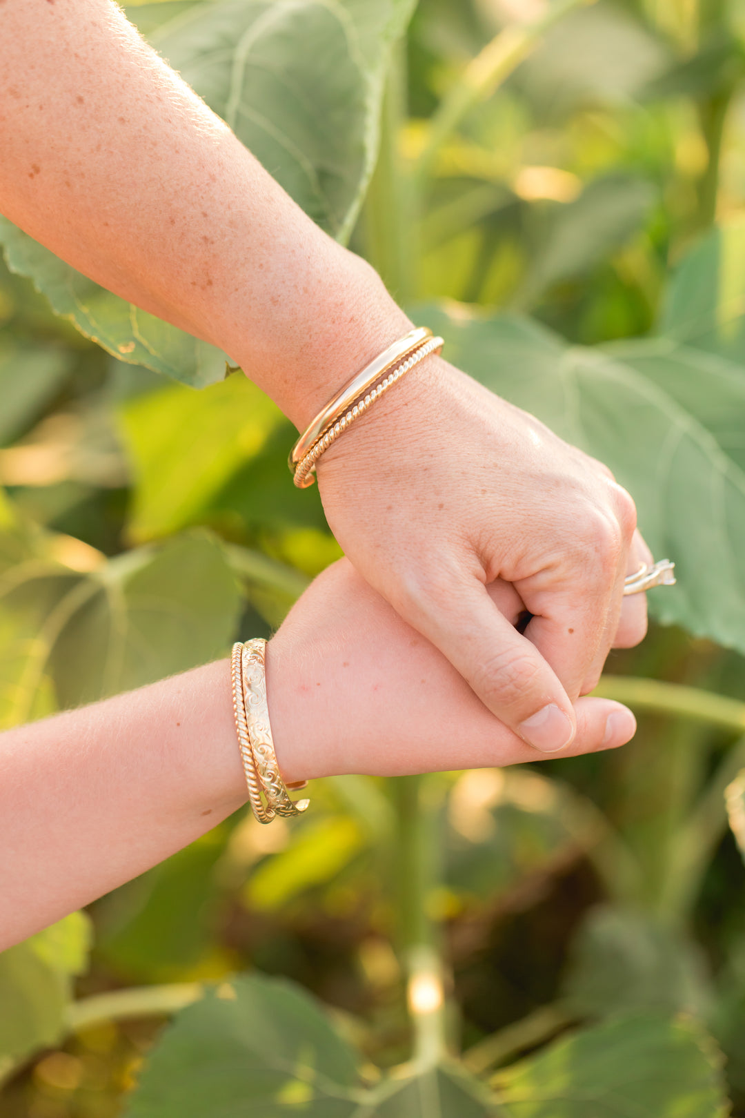 Gold Bangle Stack Bracelets Handmade by Anna Shae Jewelry in Lexington, Kentucky