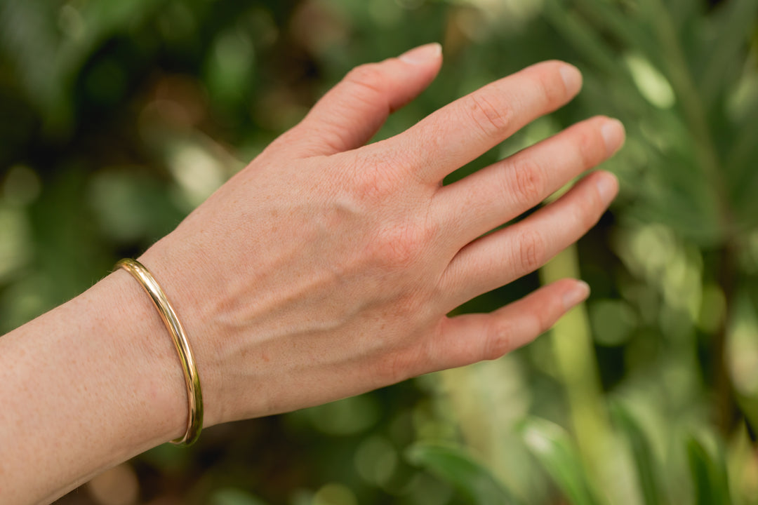 Everyday minimalistic gold bangle cuff bracelet by Anna Shae Jewelry in Lexington, Kentucky 