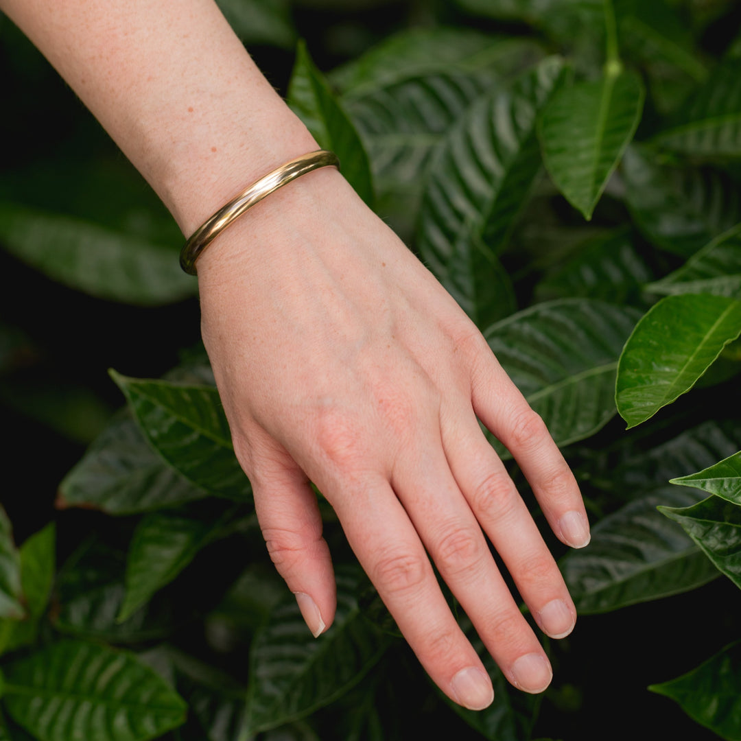 Handmade gift bold gold bangle cuff bracelet by Anna Shae Jewelry in Lexington, Kentucky 
