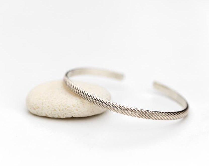 Sterling Silver Cable Wire Bangle Cuff Bracelet made local in Lexington, Kentucky by Anna Shae Jewelry