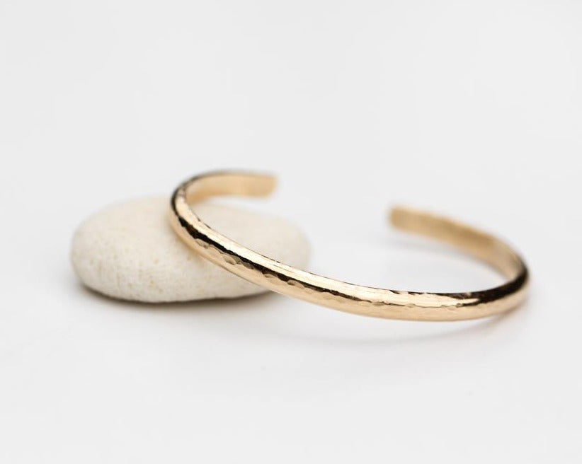 Hammered gold bangle cuff bracelet by Anna Shae Jewelry in Lexington, Kentucky 