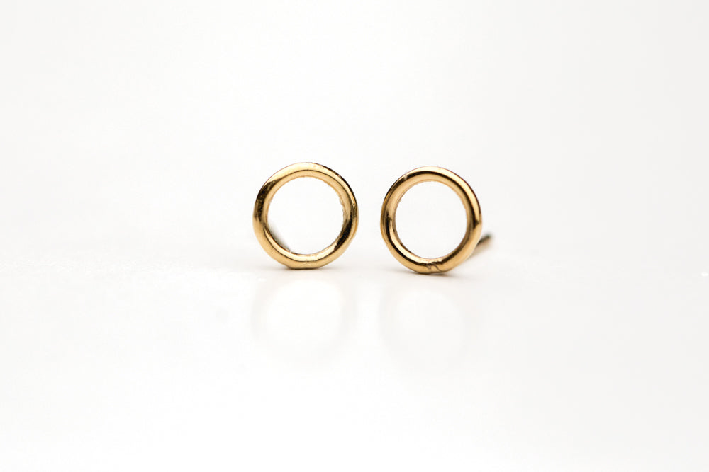 circle stud earrings made out of gold filled metal by Anna Shae Jewelry in Lexington, Kentucky