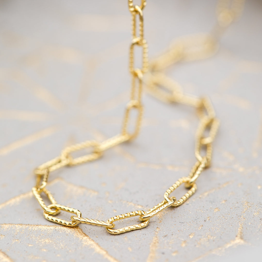 Patterned gold paperclip chain 18 inches by Anna Shae Jewelry in Lexington, Kentucky  
