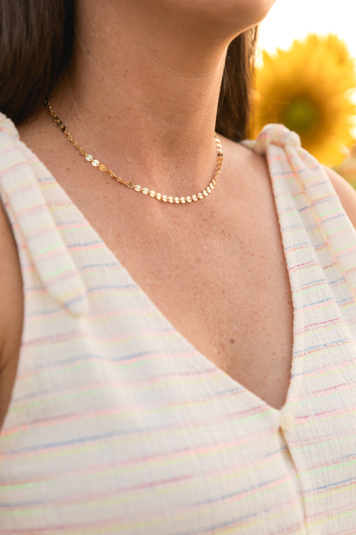 Women's Gold Disk Chain 16 Inches by Anna Shae Jewelry in Lexington, Kentucky