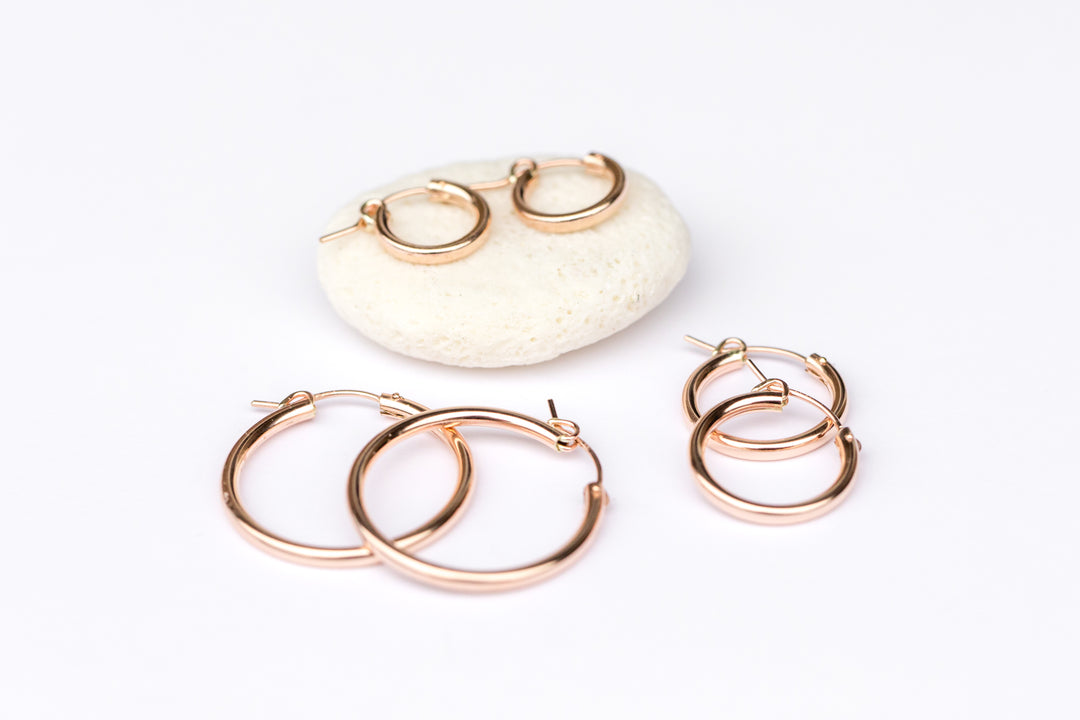 Rose Gold Hoop Earrings by Anna Shae Jewelry in Lexington, Kentucky 