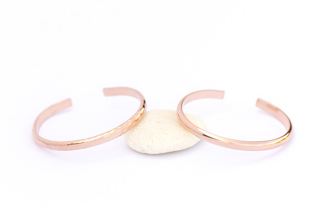 Rose Gold Bangle  and Hammered Cuff Bracelet handmade by Anna Shae Jewelry in Lexington, Kentucky