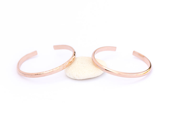 Rose Gold Bangle  and Hammered Cuff Bracelet handmade by Anna Shae Jewelry in Lexington, Kentucky