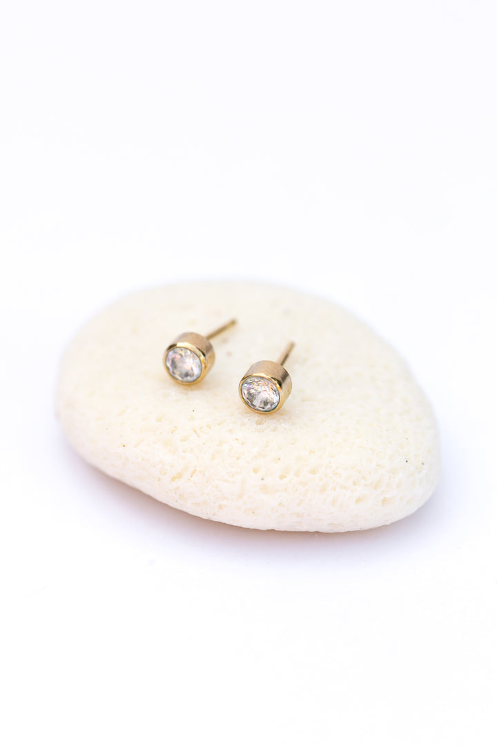 Stud CZ Gold Earrings 4mm by Anna Shae Jewelry in Lexington, Kentucky