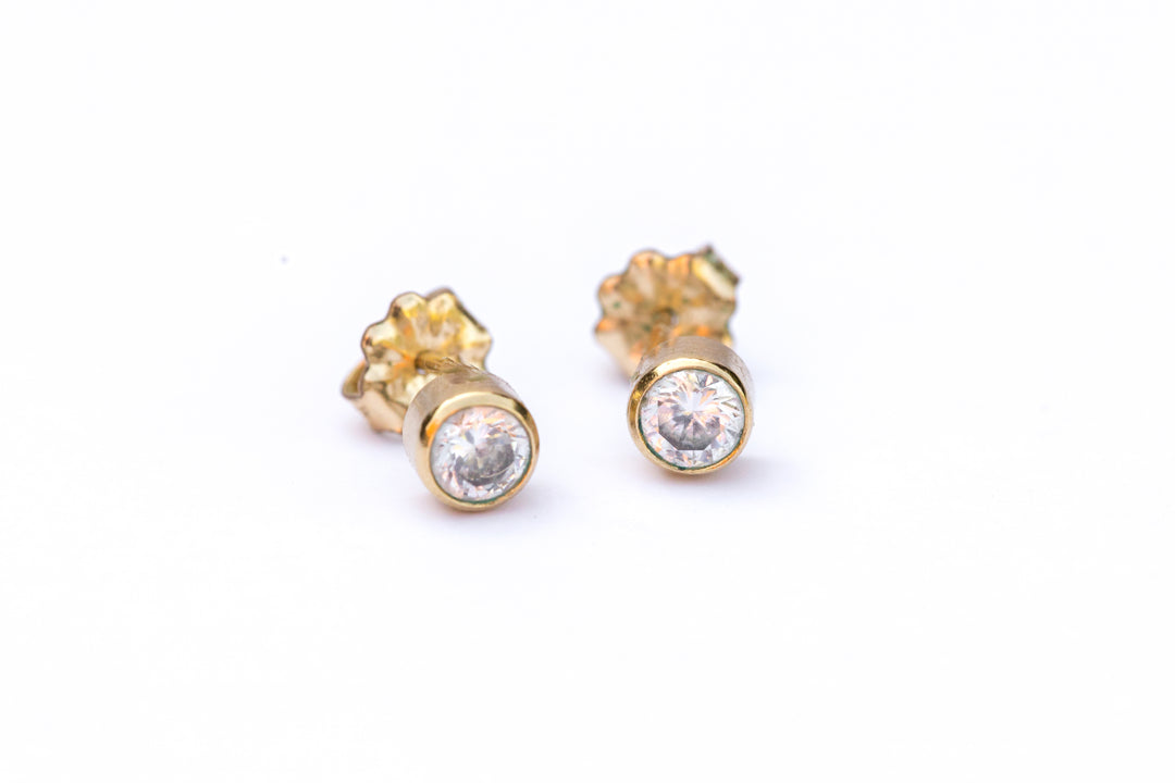 Stud CZ Gold Earrings 4mm by Anna Shae Jewelry in Lexington, Kentucky