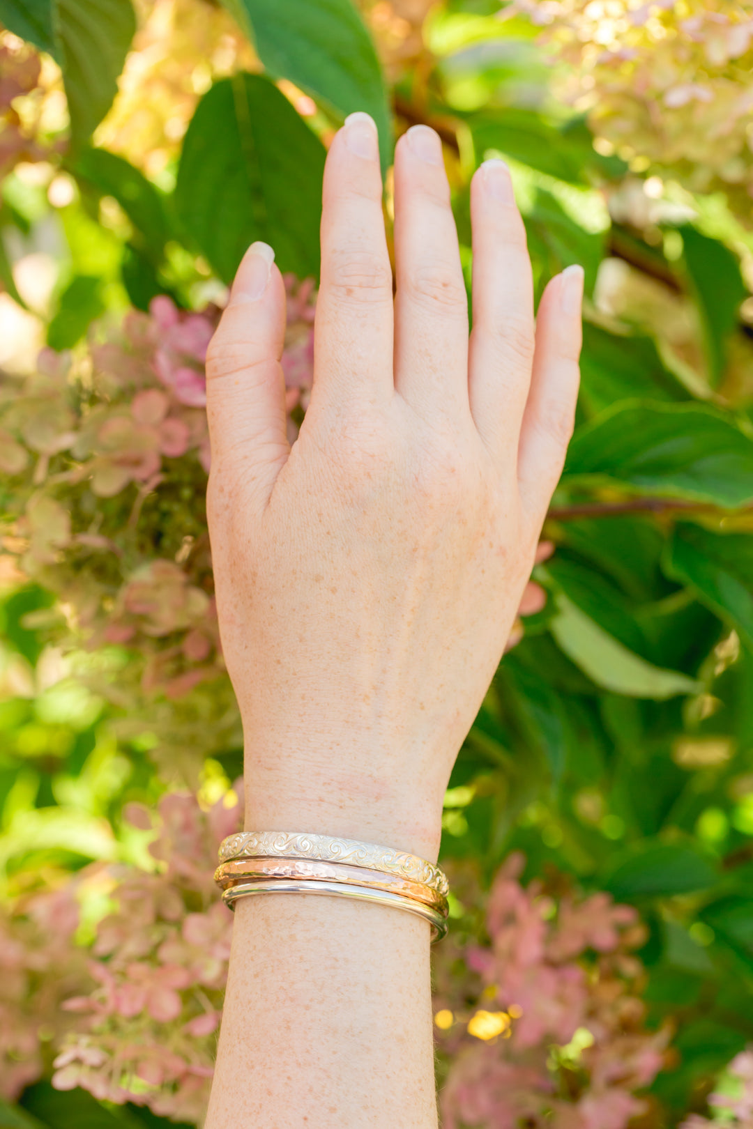 Wanderlust Hammered Rose Gold Bangle Cuff Bracelet – Anna Shae Jewelry