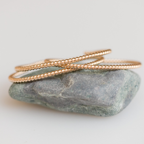Thin gold twisted bangle cuff bracelet by Anna Shae Jewelry in Lexington, Kentucky by Anna Shae Jewelry 