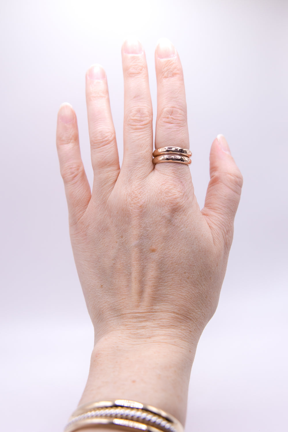 Handmade Rose Gold Hammered Wrap Ring by Anna Shae Jewelry in Lexington, Kentucky