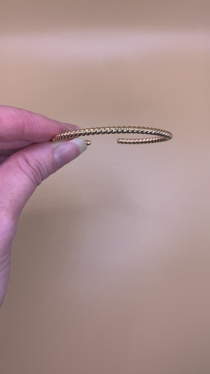 Woven Gold Bangle Cuff Bracelet